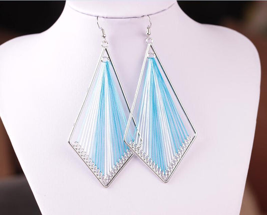 Handmade earring with silk threads indian light blue