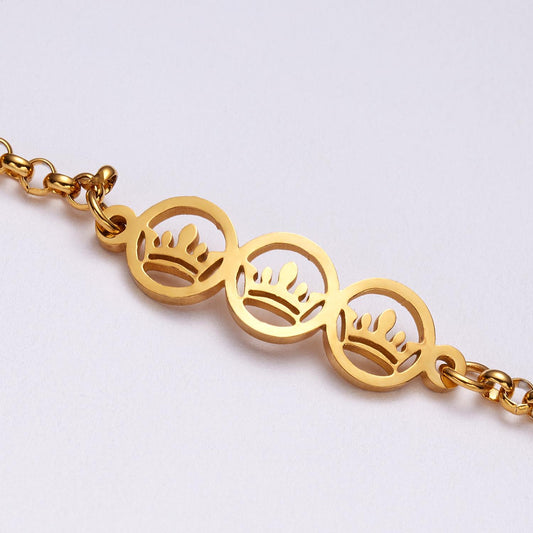 Gold plated bracelet with crowns perfect gift children women men
