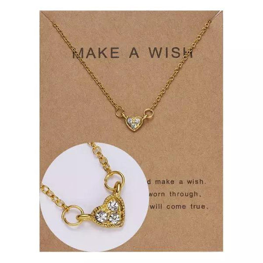 Gold Plated Wish Necklace with Heart Perfect Christmas Cap Gift Present