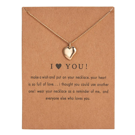 I LOVE YOU - necklace with heart 18K gold plated gift