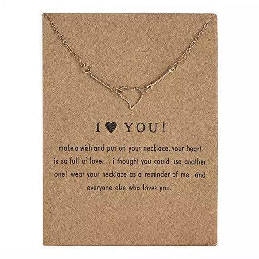 I LOVE YOU - necklace with heart - 18K gold plated gift valentines