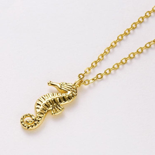 Life's a beach - seahorse necklace 18K gold plated gift
