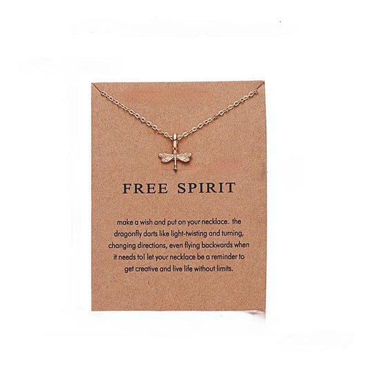 Free spirit - necklace 18K gold plated gift dragonfly valentines