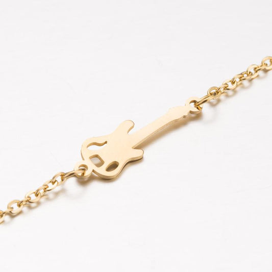 Gold plated bracelet with guitar perfect gift kids women men