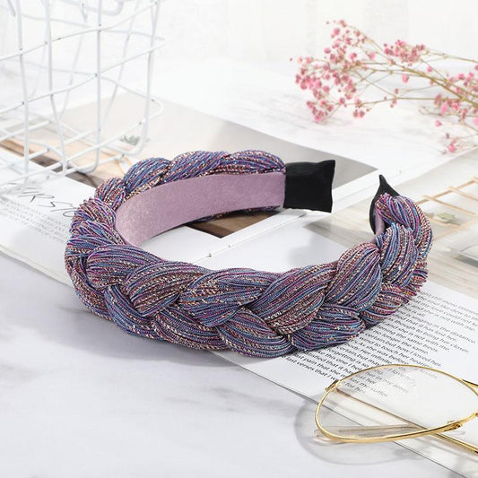 Beautiful tiara in purple corduroy in glitter padded