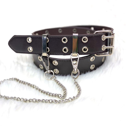 Belt punk black rock double metal chain