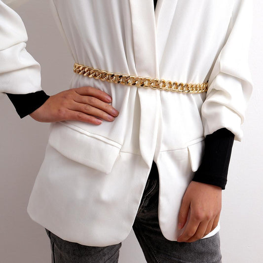Belt in gold adjustable metal chain