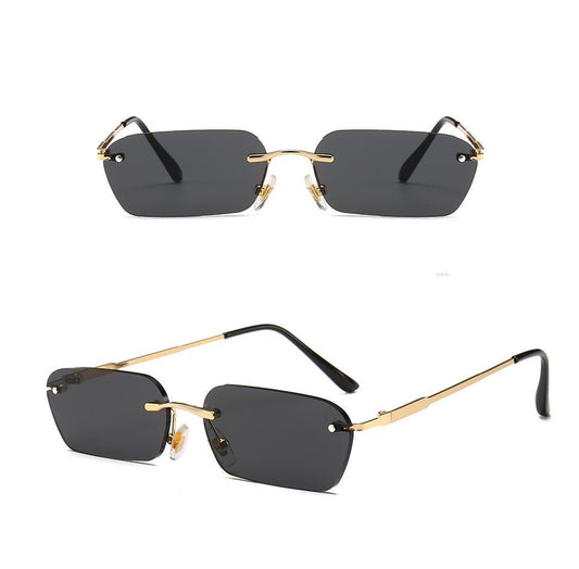 Women's sunglasses 90s inspired oval shape - Black and gold