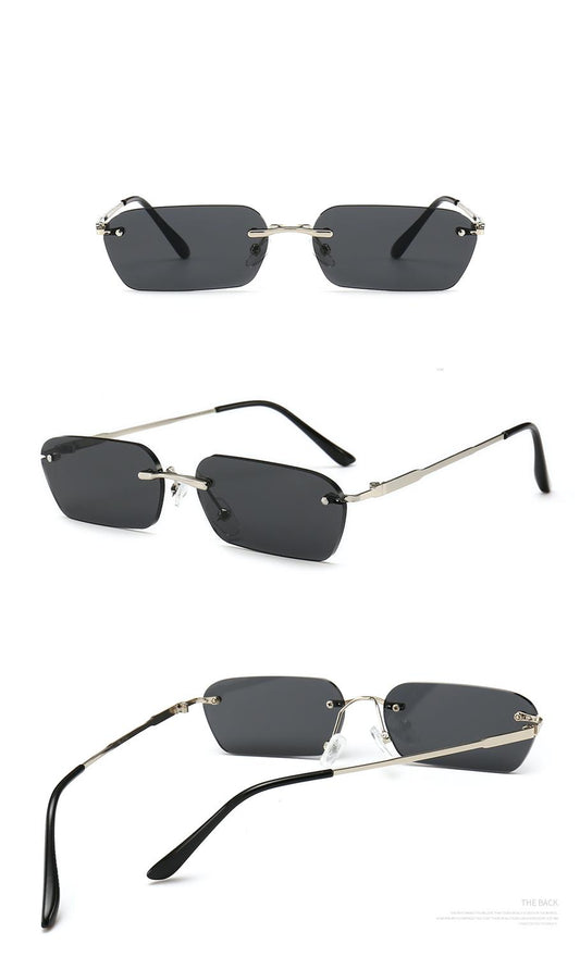 Women's sunglasses 90s inspired oval shape - Black and silver
