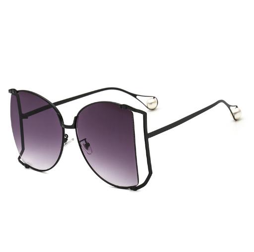 Sunglasses women's metal with pearl oversized - Purple and Black