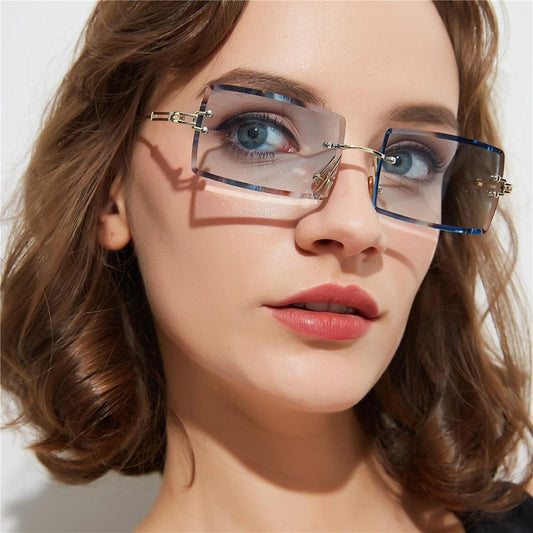 Women's sunglasses 90s inspired rectangular summer light blue