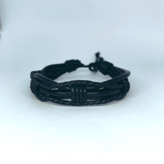 Handmade bracelets for men genuine leather braided black