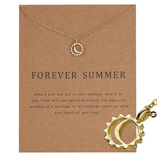 Forever summer necklace with sun 18K gold plated gift summer Christmas present