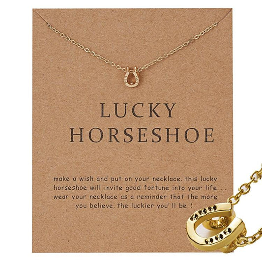 Lucky horseshoe necklace with horseshoe 18K gold plated gift Christmas present