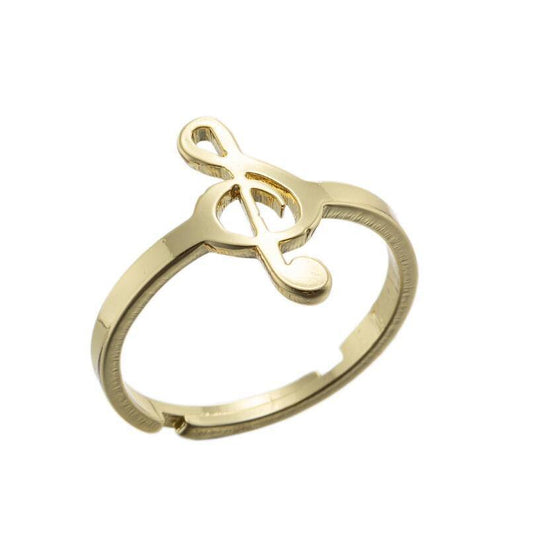 Gold plated ring with G-clef adjustable music fits everyone