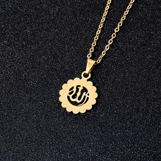 18k gold plated pendant jewelry flower carved gold Islam Allah