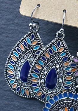 Earring with blue stones silver plated antique vintage