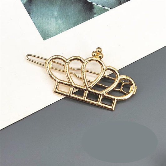Handmade gold-plated hair clip with princess crown