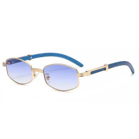 Unique trendy sunglasses for men hip hop small gold wooden details