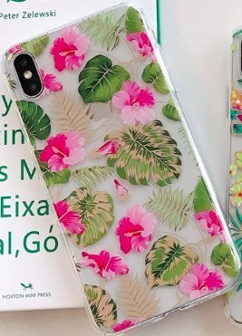 Mobile cover for iPhoneXR in beautiful floral pattern pink & gold