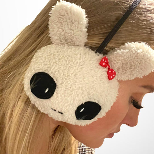 Cute ear muffs w rabbit and red bow for adults & teenagers