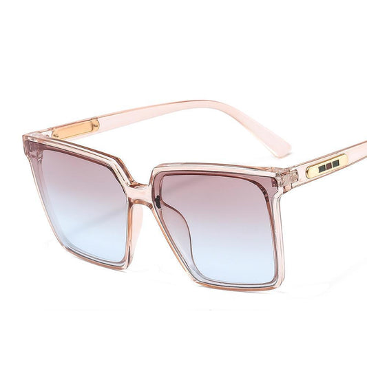 Sunglasses with rectangular frames in champagne & blue Bianca