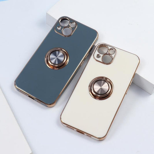 Luxurious Stylish case iPhone 14 Plus with ring stand function Gold