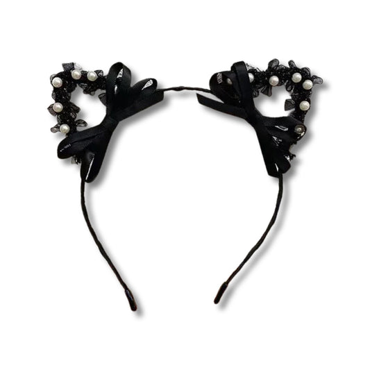 Cat ears in lace for dress up flirty tiara role play party halloween bow