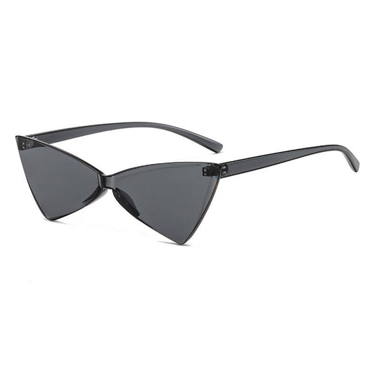 Frameless sunglasses in triangle model black detailless minimalism