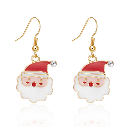 Stylish earrings cute Santas with beards and Santa hats