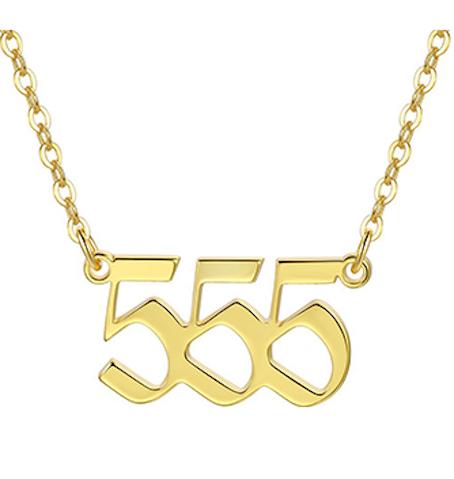 Gold plated necklace angel number 555 meaning gift spiritual
