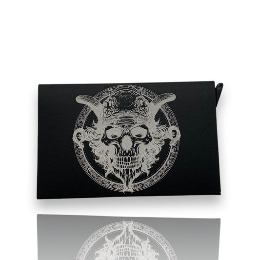 Minimalist black skull credit card holder - durable and trendy card wallet for important cards