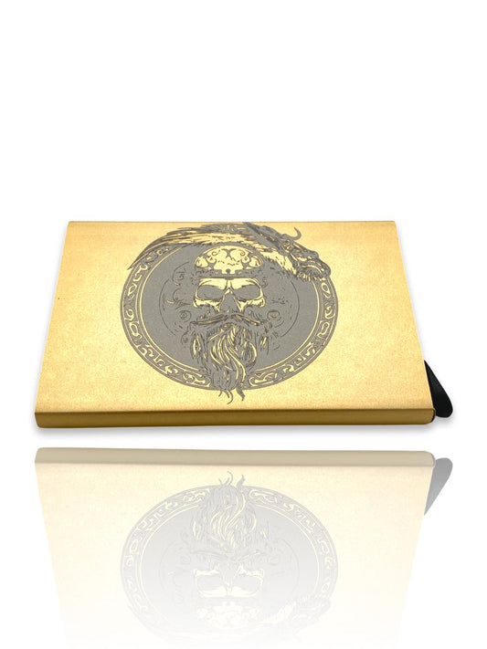 Minimalist gold skull beard credit card holder - durable card wallet for important cards