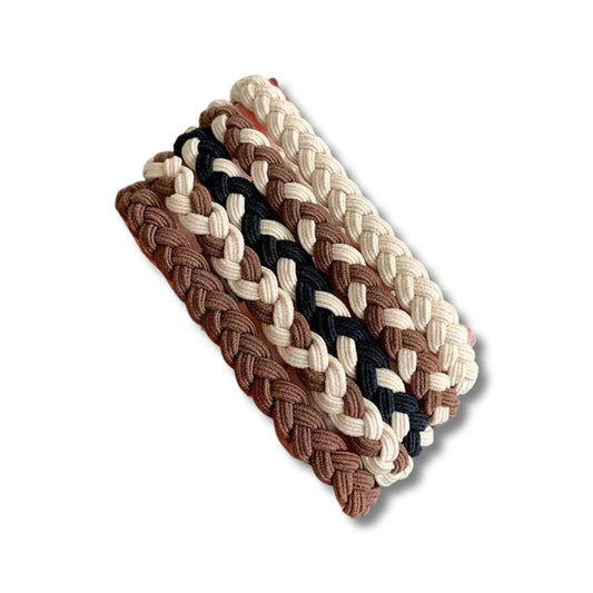 Set of 5 durable hair ties braided earthy thin & thick hair