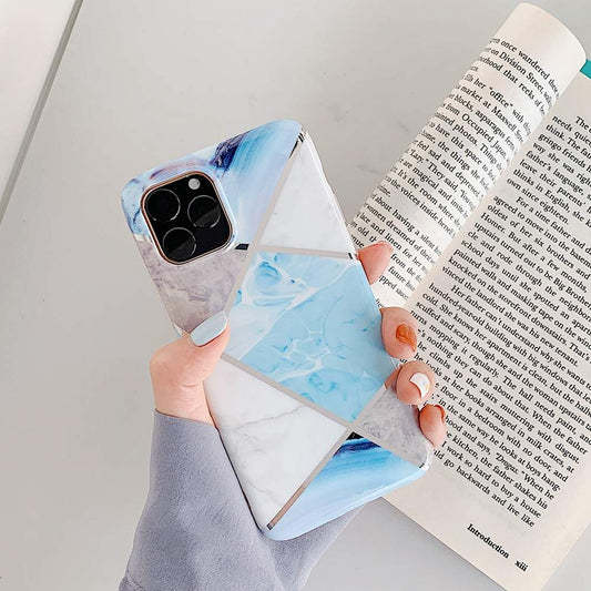 iPhone11 case geometric shapes in pastel & marble pattern