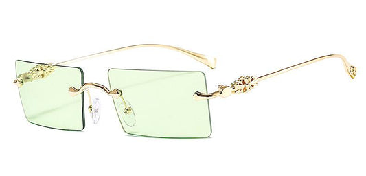 Women's sunglasses 90s inspired rectangular summer light green
