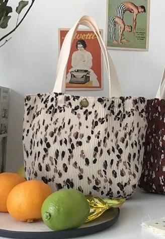 Small fabric bag tote bag with compartment white pattern adult & children