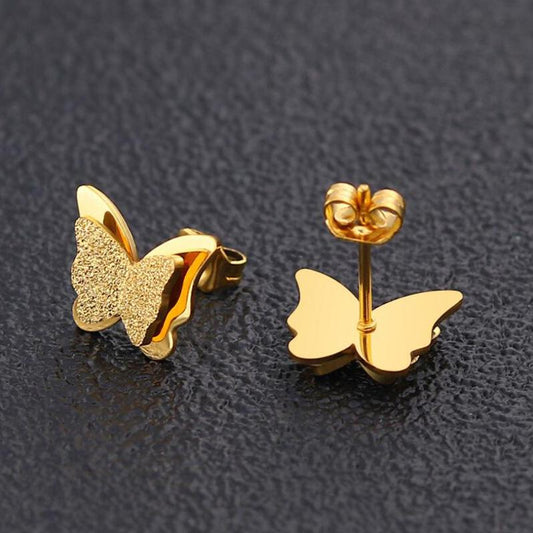 Cute little earrings with butterfly motif gold-plated 925 silver minimalist