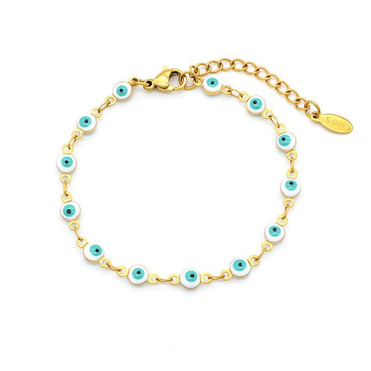 Bracelet with nazar beads - evil eye turquoise 18k gold plating
