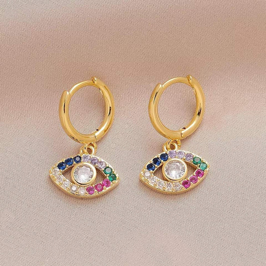 Small stylish earrings šgon nazar in several colors rhinestone gold