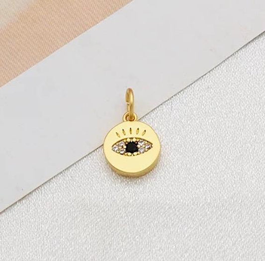 Gold-plated jewelry with eye & eyelash rhinestones diamonds nazar