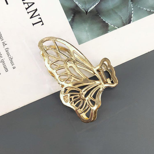 Handmade gold plated hair clip large butterfly unique design