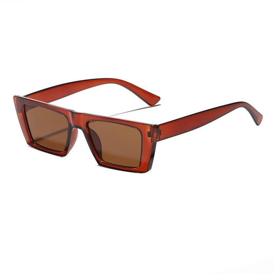 Slim sunglasses with flat frame unisex brown red orange