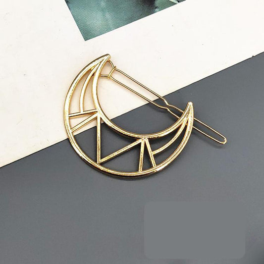 Handmade gold plated hair clip moon silhouette night