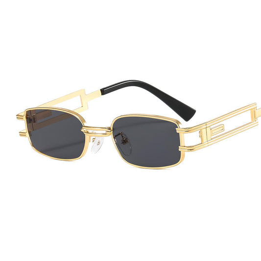 Slim sunglass island rectangular glasses unique retro gold frames hip hop
