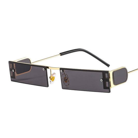 Slim sunglasses eye rectangular glasses black metal frame trend 2022