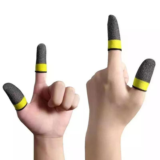Finger Sleeves - Thumb Gloves for Mobile Gaming Silver fiber (2-pack)