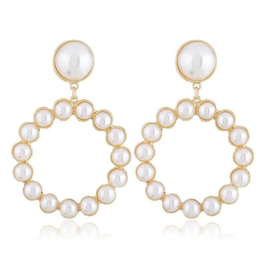 Pearl Stud Earrings with Big Rings, Elegant for Special Occasions