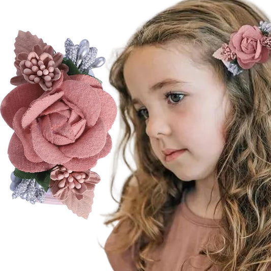 Beautiful hair clip for girls with flowers roses leaves