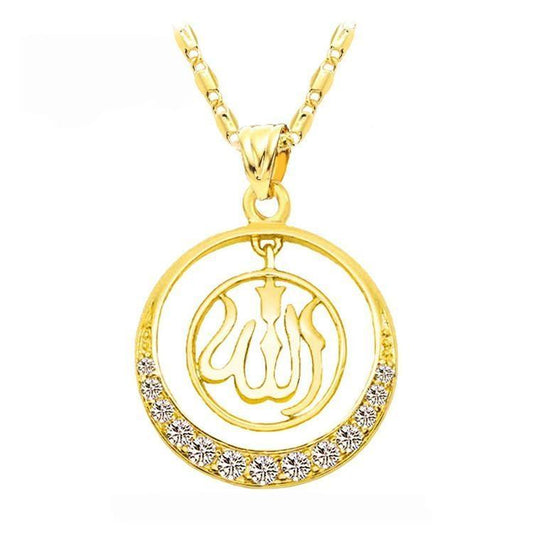 18 carat gold plated chain Allah Muslim with zircon diamond